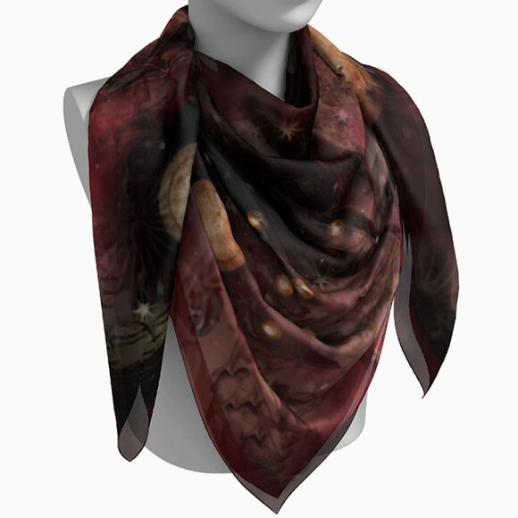 Galactic Meteor Shower Square Pure Silk Square Scarf - Picture 10 of 10